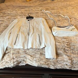 Faux Leather Jacket + Purse Combo